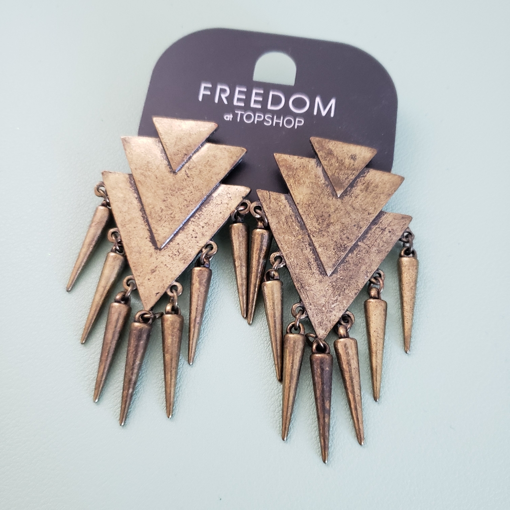Top Shop Bronze Gold Triangle Earrings